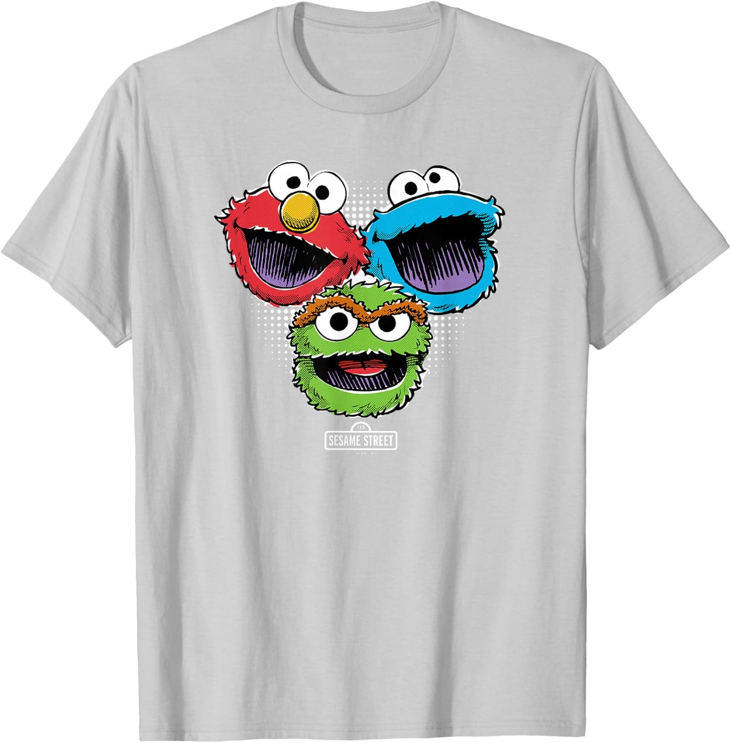 Sesame Street Halftone Heads T-Shirt - T-Shirt | Ash