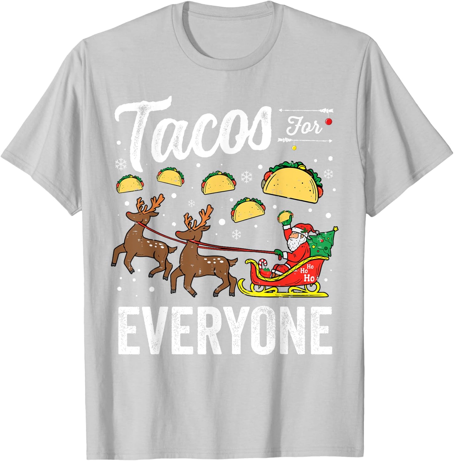Tacos for everyone Christmas Taco Funny Xmas Santa T-Shirt - T-Shirt | Ash