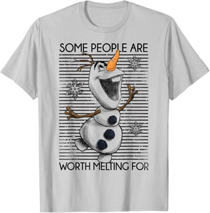 Disney Frozen Olaf Some People are Worth Melting for T-Shirt - T-Shirt | Ash