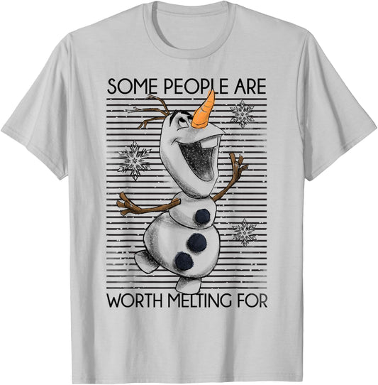 Disney Frozen Olaf Some People are Worth Melting for T-Shirt - T-Shirt | Ash