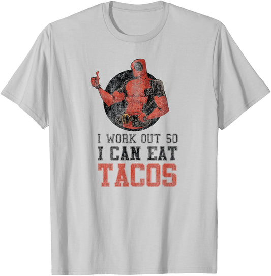 Marvel Deadpool Work Out Eat Tacos Graphic C1 T-Shirt - T-Shirt | Ash