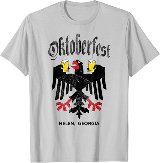 Helen GA Oktoberfest German Eagle Drinking Buddy T-Shirt - T-Shirt | Ash