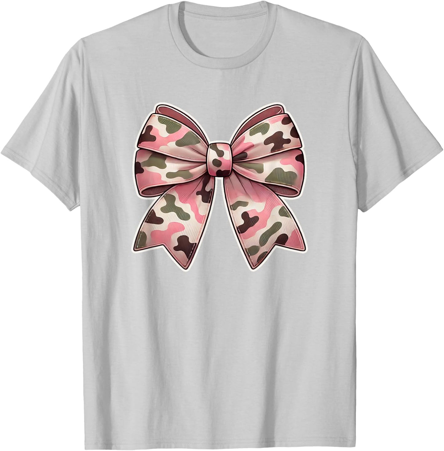 Pink Camo Bow Cute Preppy Women or Girls Camouflage T-Shirt - T-Shirt | Ash