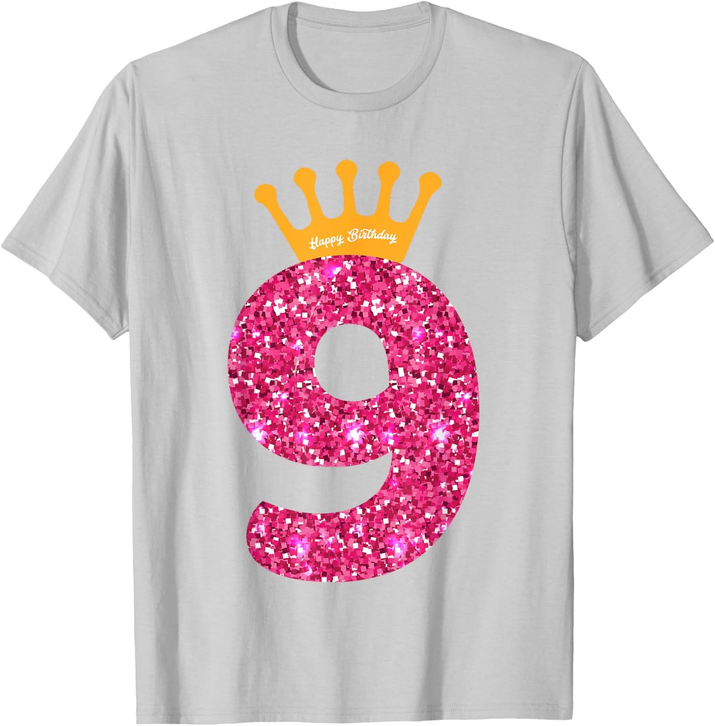Happy Birthday Girls 9th Party 9 Years Old Bday T-Shirt - T-Shirt | Ash
