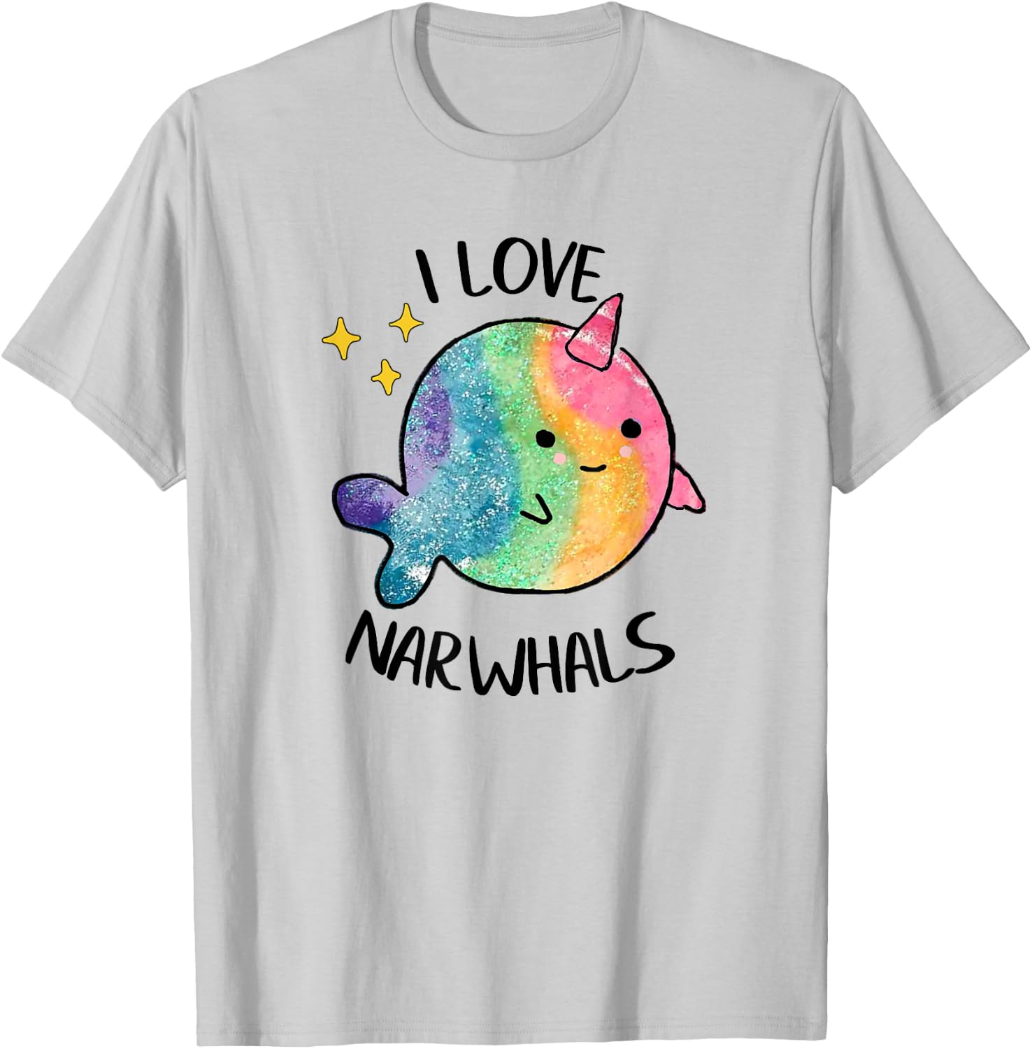 I Love Narwhals Rainbow Whale Kids Colorful So Kawaii Cute T-Shirt - T-Shirt | Ash