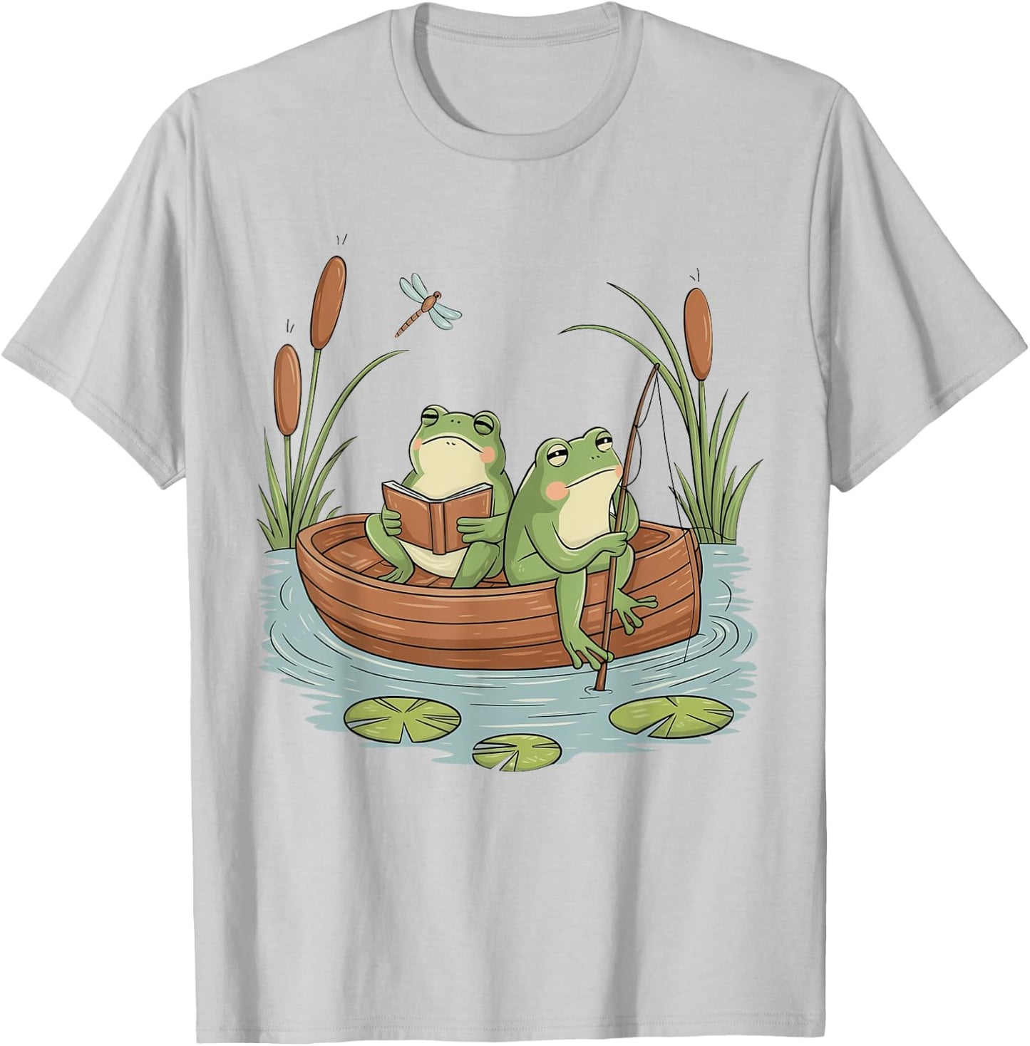 Frog Cottagecore Aesthetic Frog Fishing Nostalgia Frog Lover T-Shirt - T-Shirt | Ash