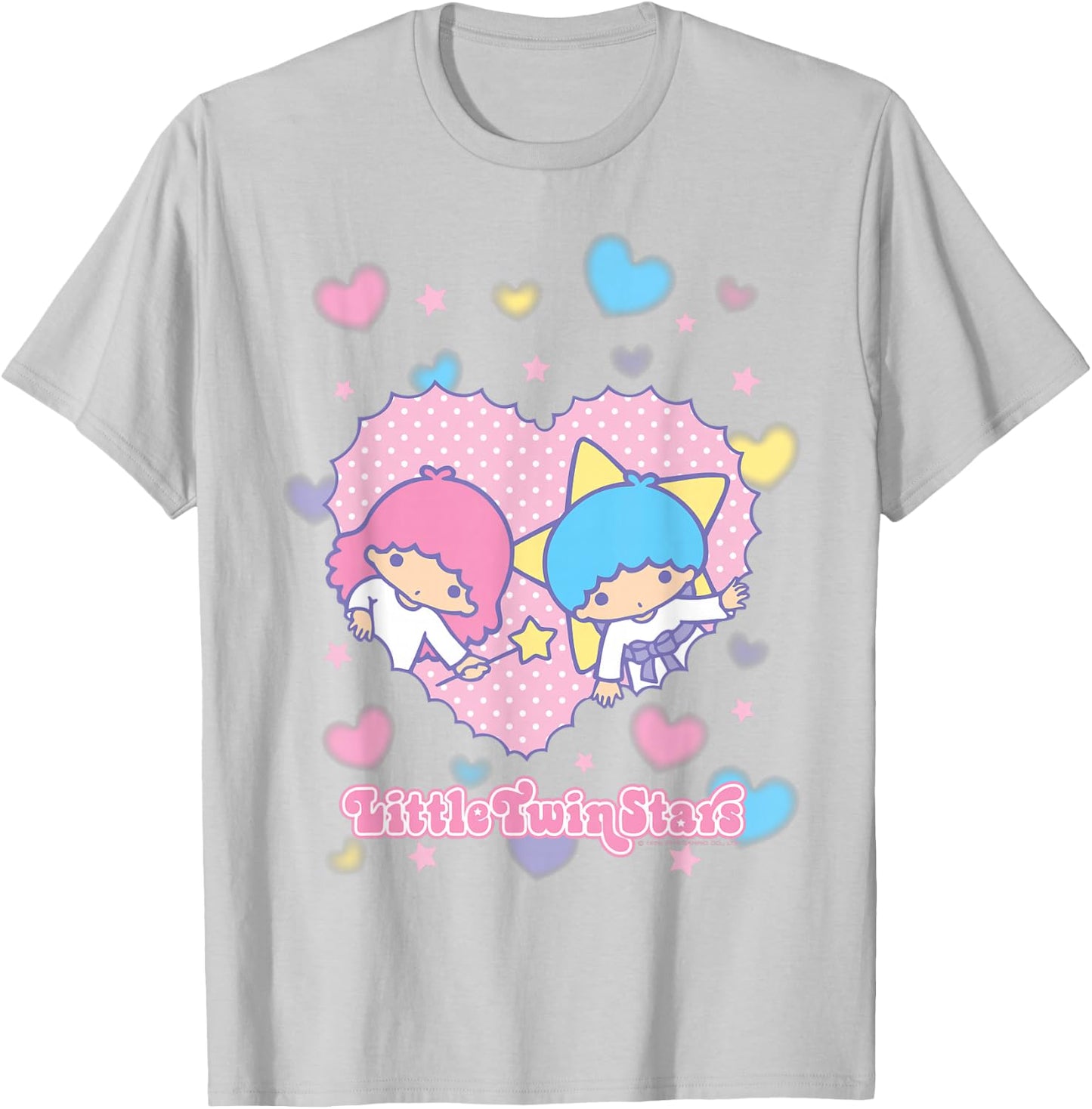 Little Twin Stars Retro Logo Valentine T-Shirt - T-Shirt | Ash