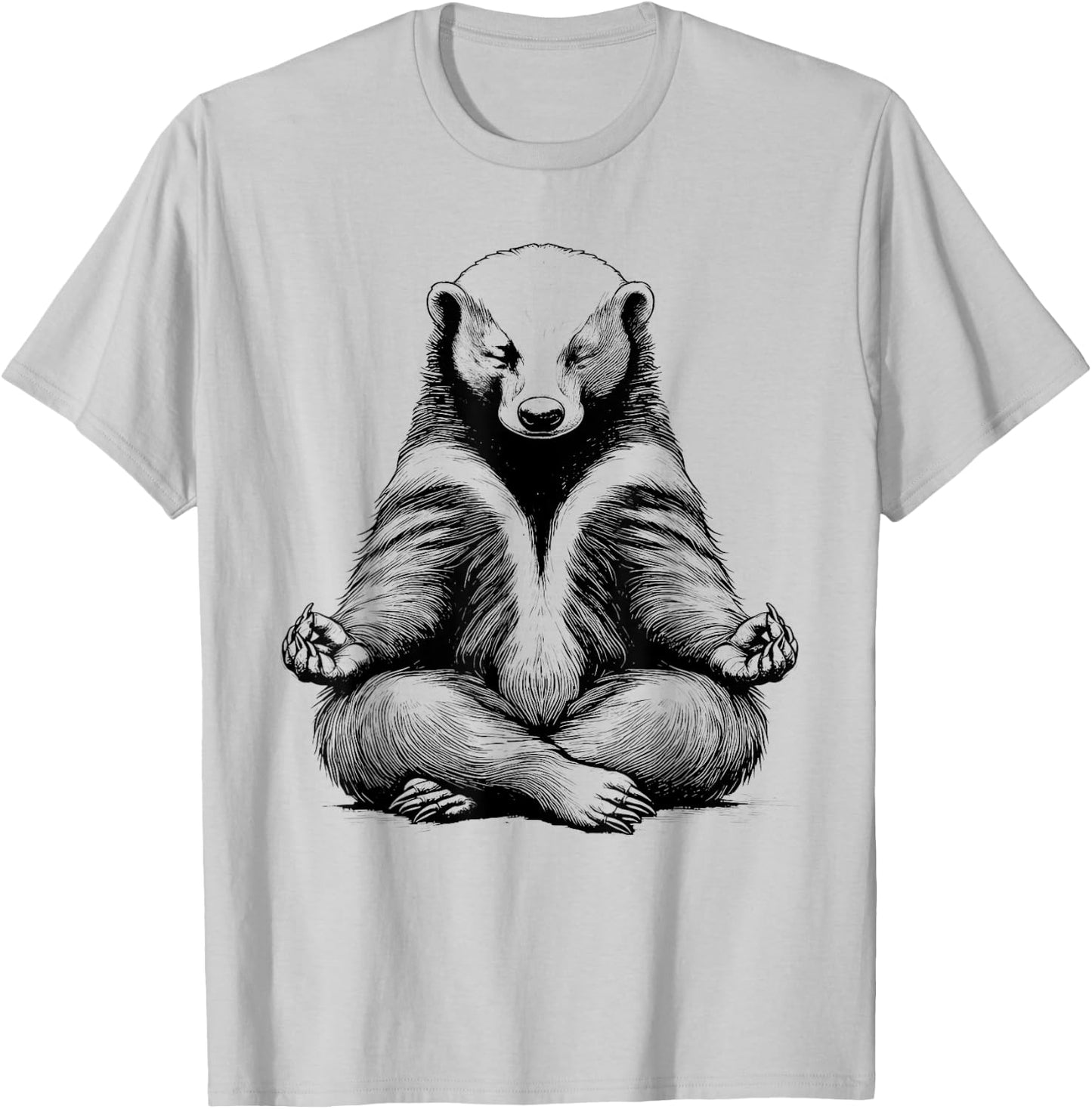 Honey Badger Doing Yoga Funny design T-Shirt - T-Shirt | Ash
