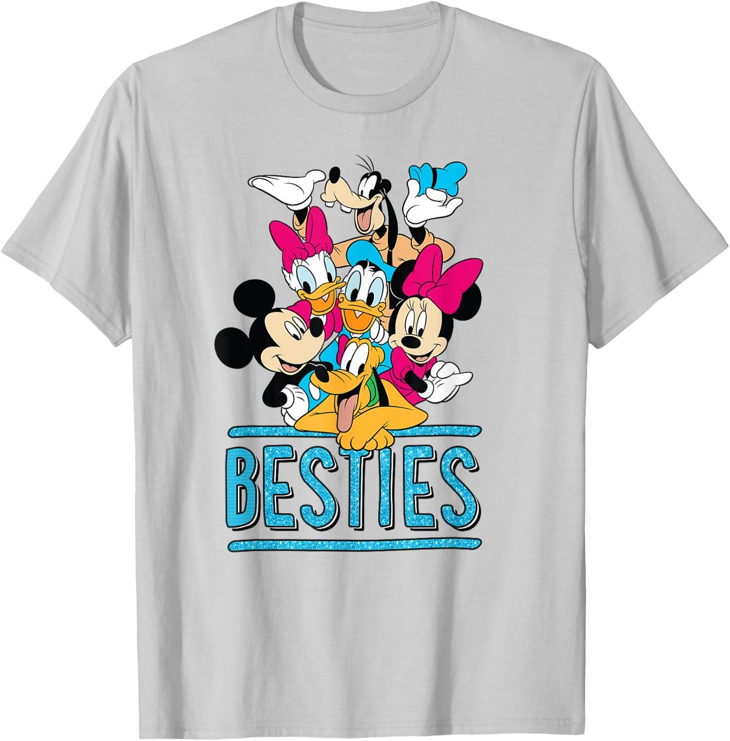 Mickey Minnie Pluto Donald Daisy Goofy Besties Group T-Shirt - T-Shirt | Ash