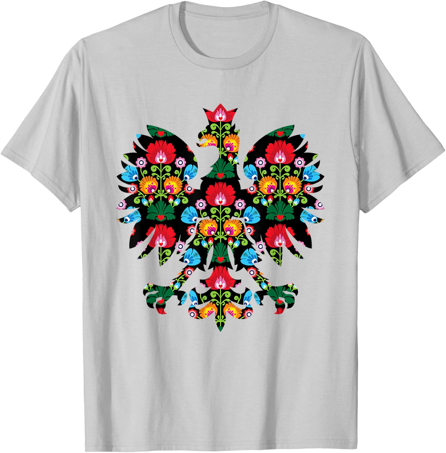 POLISH EAGLE | Poland WYCINANKI Emblem, Polish Folk Art Fest T-Shirt - T-Shirt | Ash