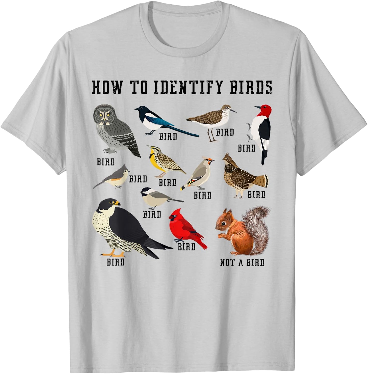 How to Identify Birds? Funny Birdwatcher for Nature Love T-Shirt - T-Shirt | Ash