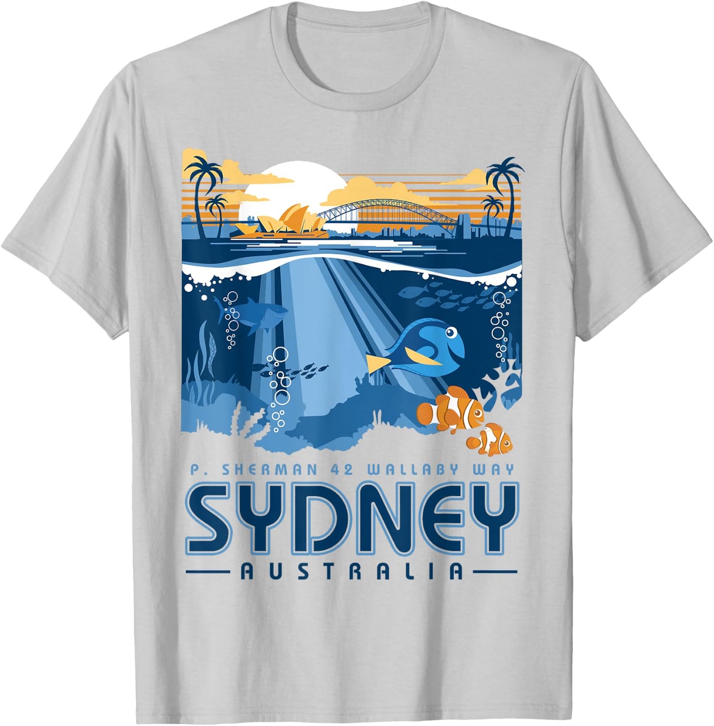 Disney Pixar Finding Nemo Sydney Australia Poster T-Shirt - T-Shirt | Ash