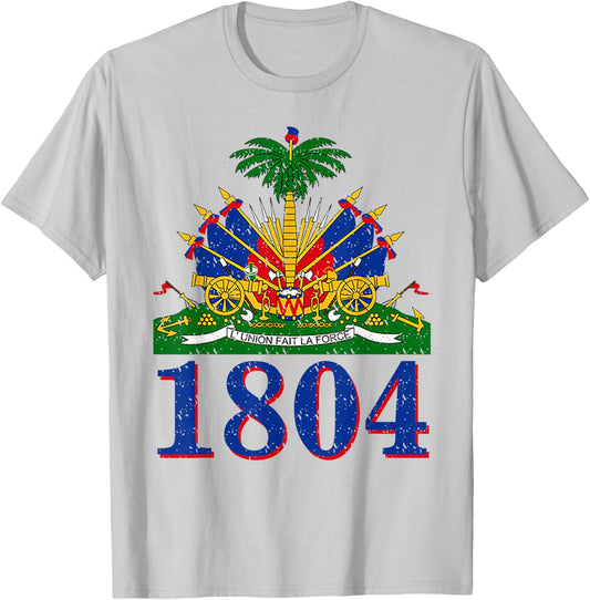 1804 Shirt | Cute Haiti Year Of Independence Gift T-Shirt - T-Shirt | Ash