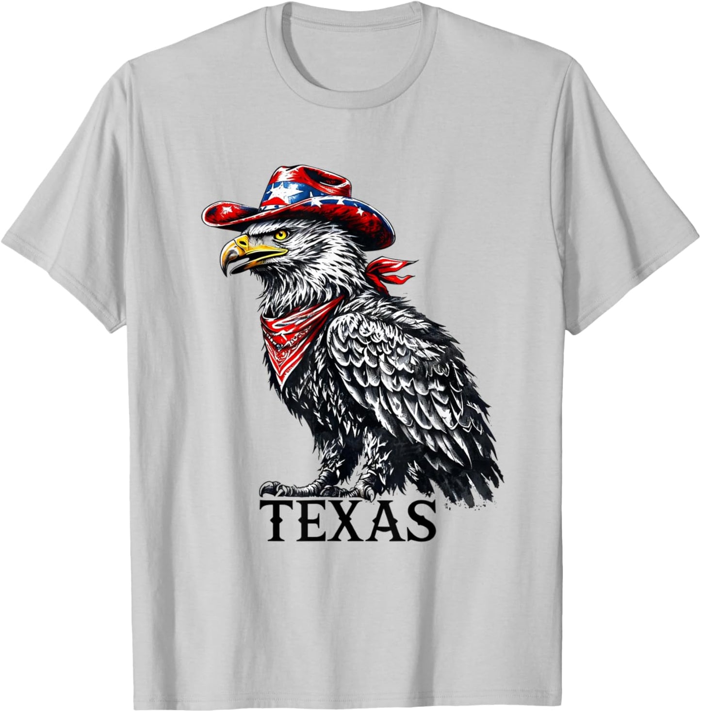 Texas Eagle American Patriotic Cowboy Hat Western Graphic T-Shirt - T-Shirt | Ash