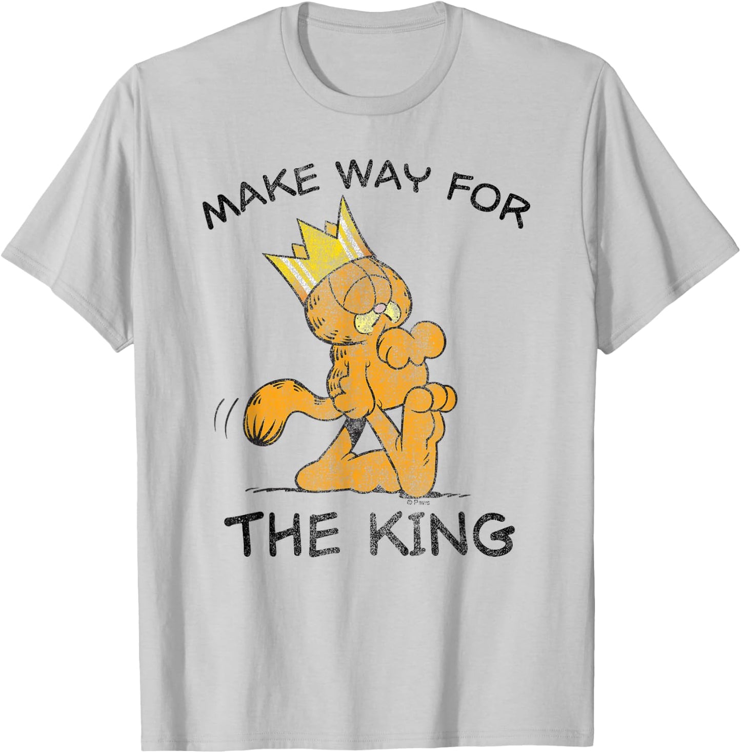Garfield Make Way for The King Cartoon Cat T-Shirt - T-Shirt | Ash