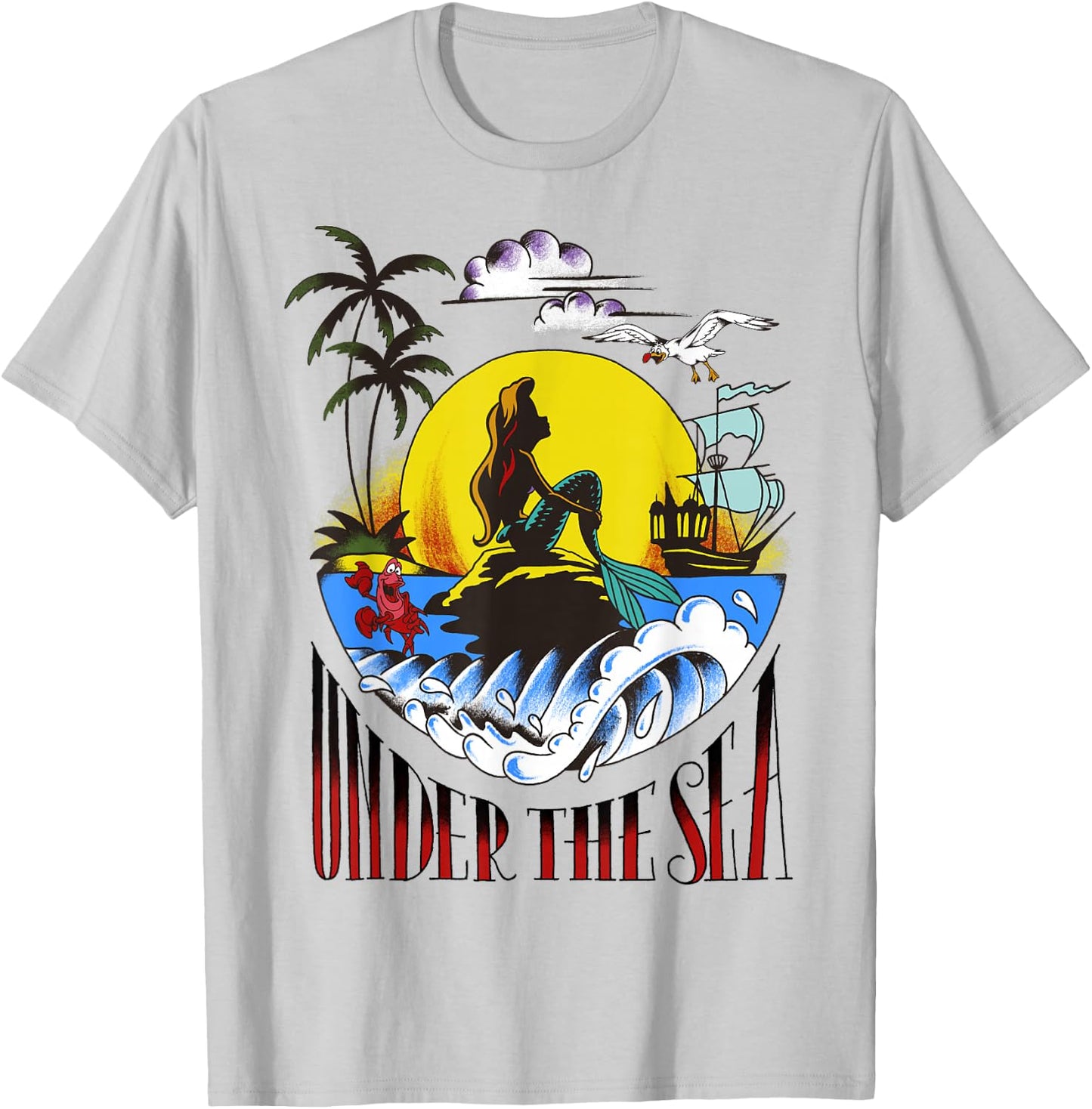 Disney Little Mermaid Ariel Under The Sea Vintage Tattoo T-Shirt - T-Shirt | Ash