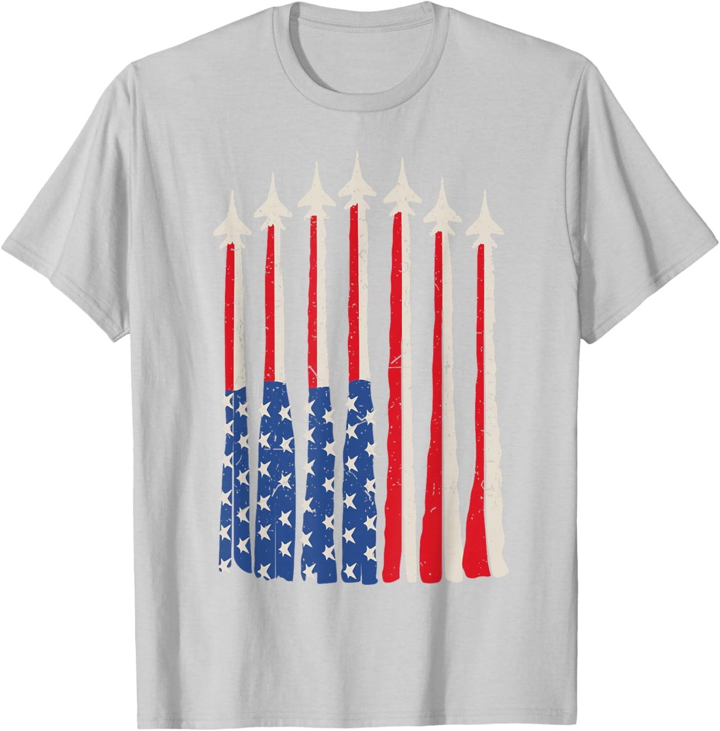 American Flag Fighter Jet Patriotic Toddler Boy 4th July USA T-Shirt - T-Shirt | Ash