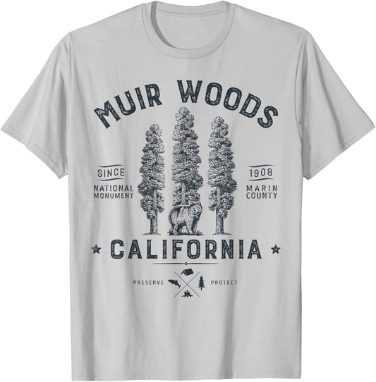 Muir Woods National Monument T Shirt California Redwood Park T-Shirt - T-Shirt | Ash