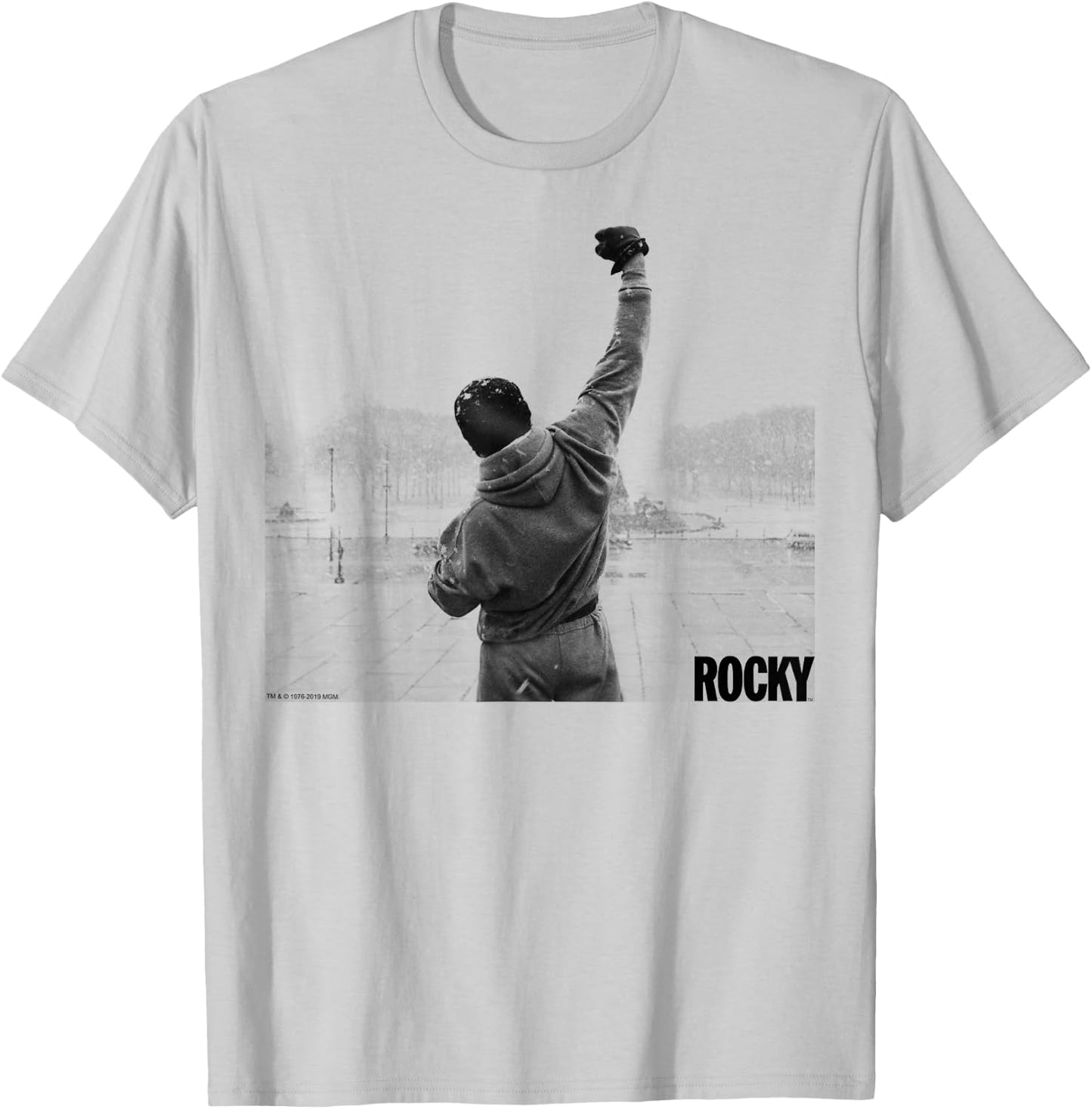 Rocky Fist Raise Grey Scale Movie Poster T-Shirt - T-Shirt | Ash