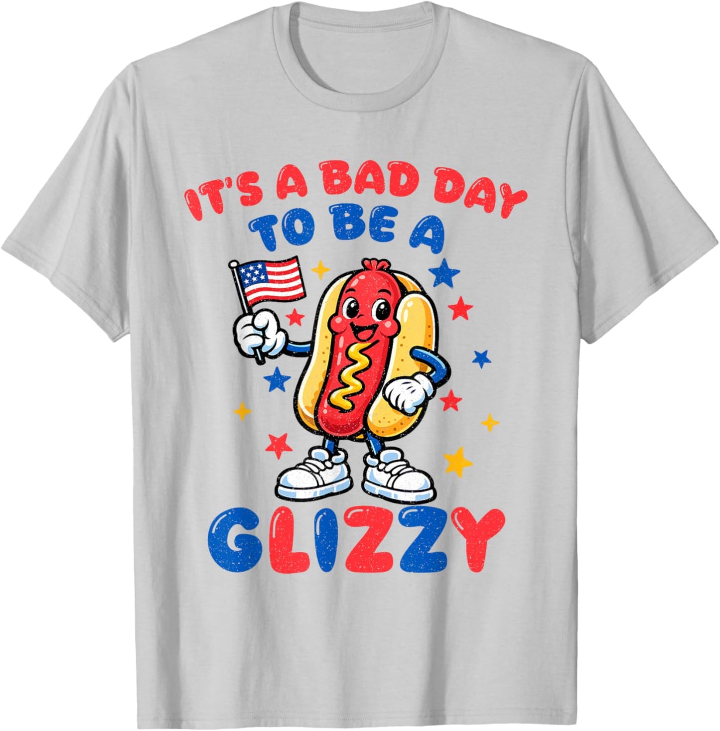 Funny It's A Bad Day to Be A Hotdog Fourth of July Patriotic T-Shirt - T-Shirt | Ash