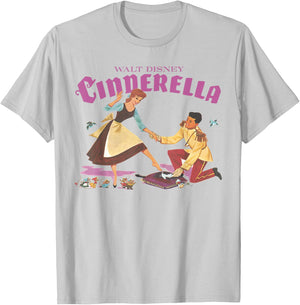 Disney Cinderella Shoe Fitting Title Logo T-Shirt - T-Shirt | Ash
