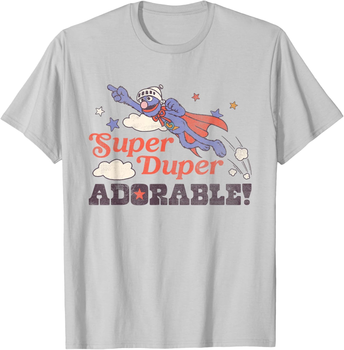 Sesame Street Vintage Heart Grover, Super Duper Adorable T-Shirt - T-Shirt | Ash