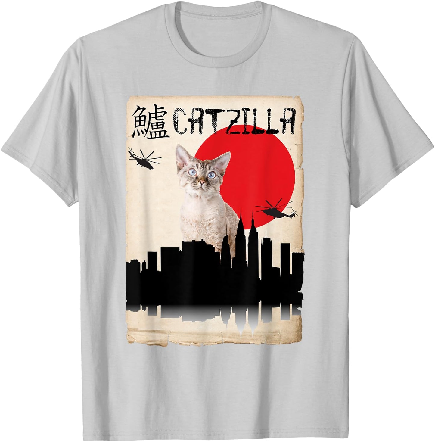 Devon Rex Cat Catzilla Women Kids T-Shirt - T-Shirt | Ash