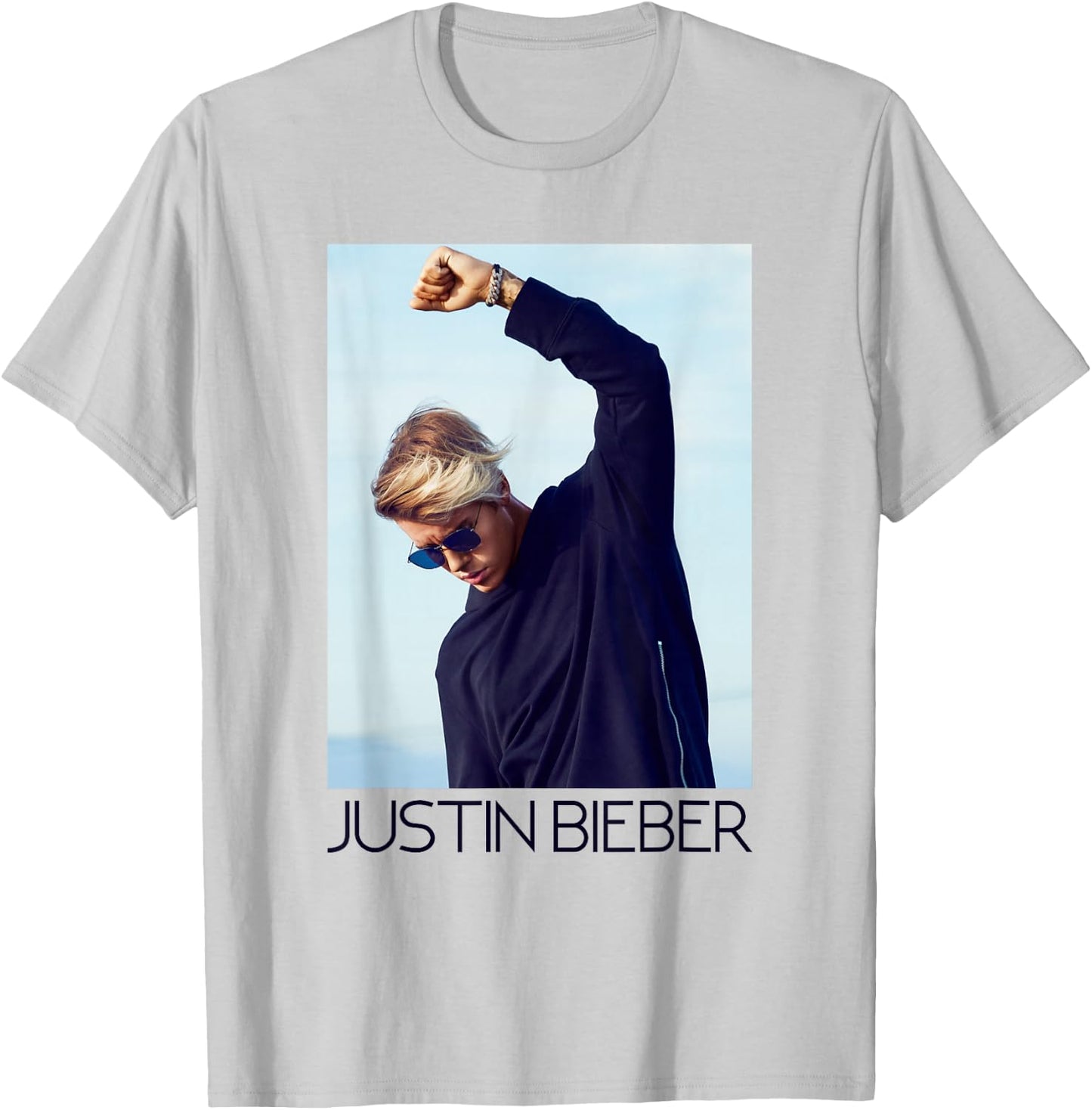 Justin Bieber Official Blue Shades Fist T-Shirt - T-Shirt | Ash