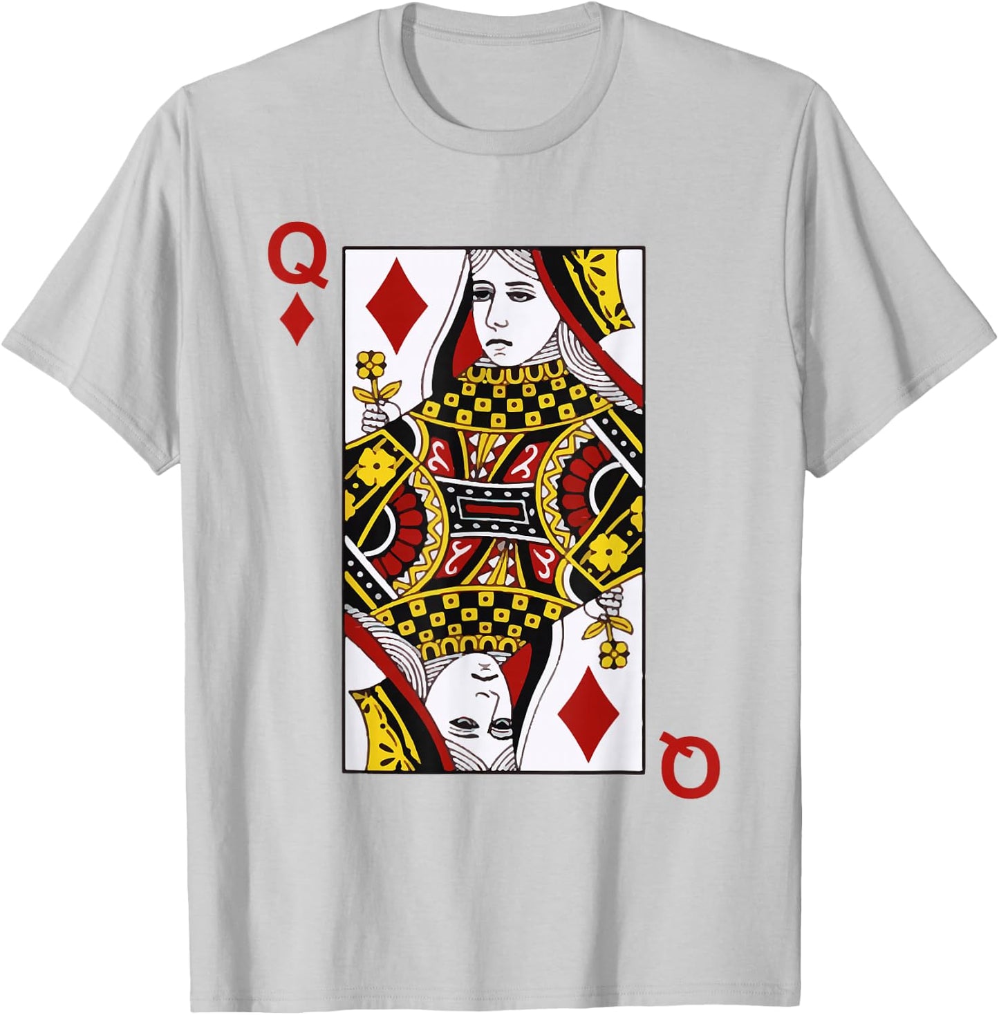 Queens of Diamonds Q Blackjack Playing Cards T-Shirt - T-Shirt | Ash