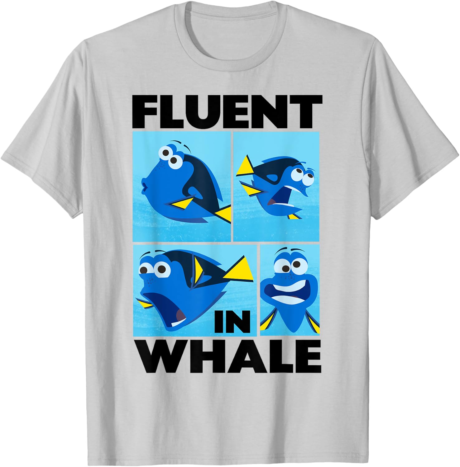 Disney Pixar Finding Dory Fluent in Whale Dory Box Ups T-Shirt - T-Shirt | Ash