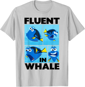 Disney Pixar Finding Dory Fluent in Whale Dory Box Ups T-Shirt - T-Shirt | Ash