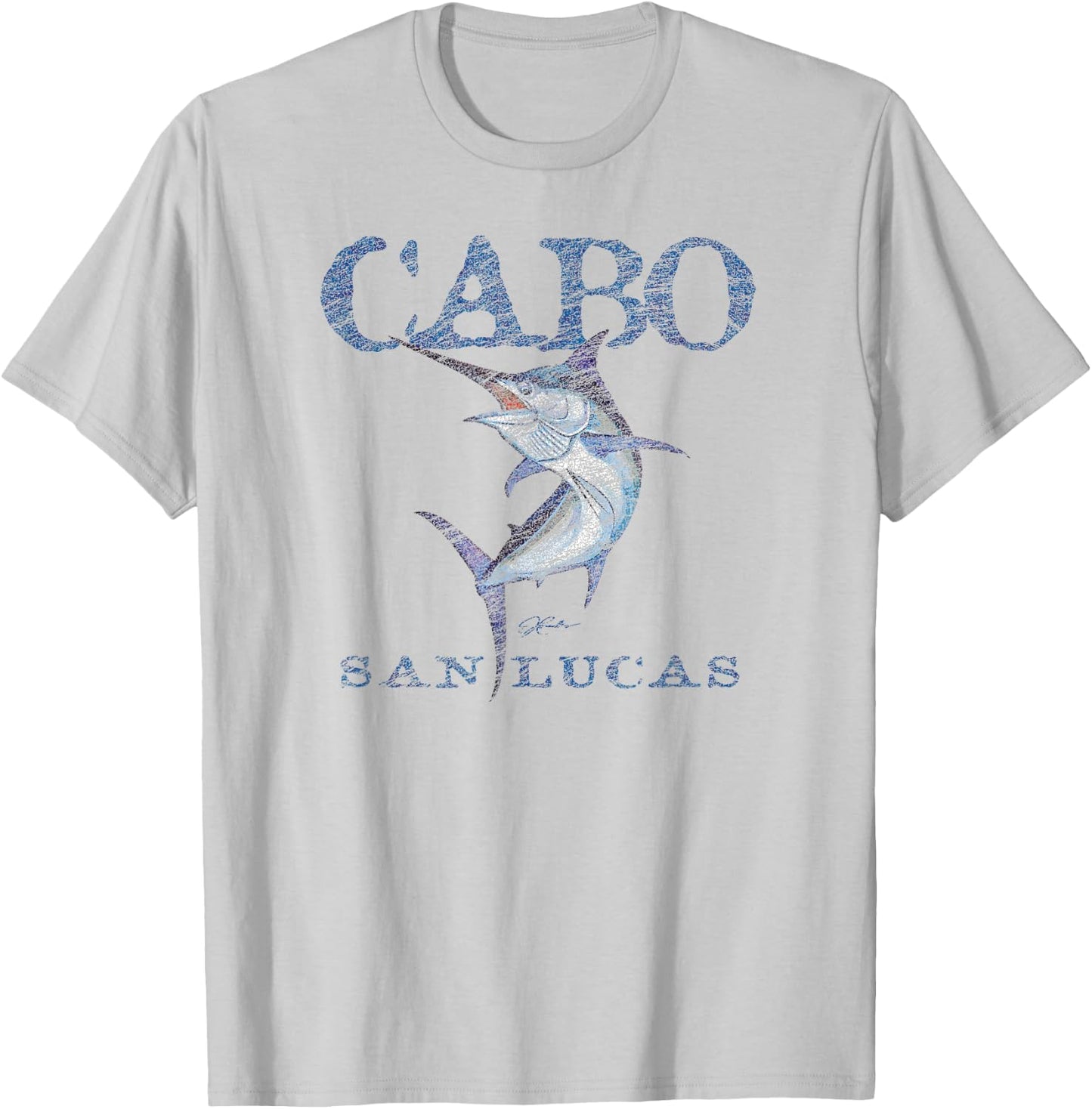 JCombs: Cabo San Lucas, Black Marlin (Distressed) T-Shirt - T-Shirt | Ash