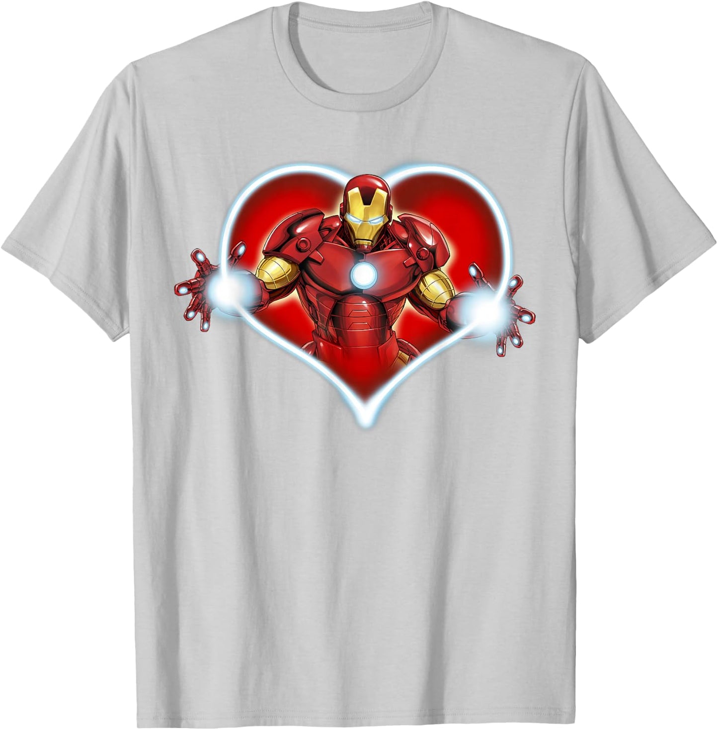 Marvel Iron Man Heart Blaster Glow Valentine Graphic T-Shirt - T-Shirt | Ash
