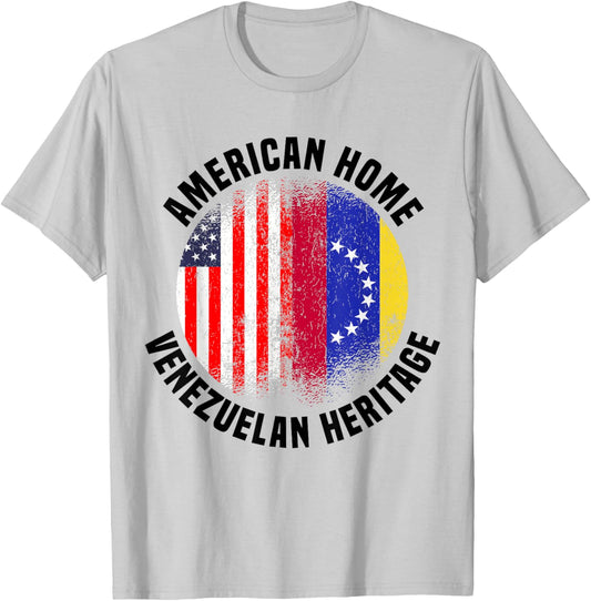 Venezuela Outfit & Women US American Venezuelan Flag T-Shirt - T-Shirt | Ash
