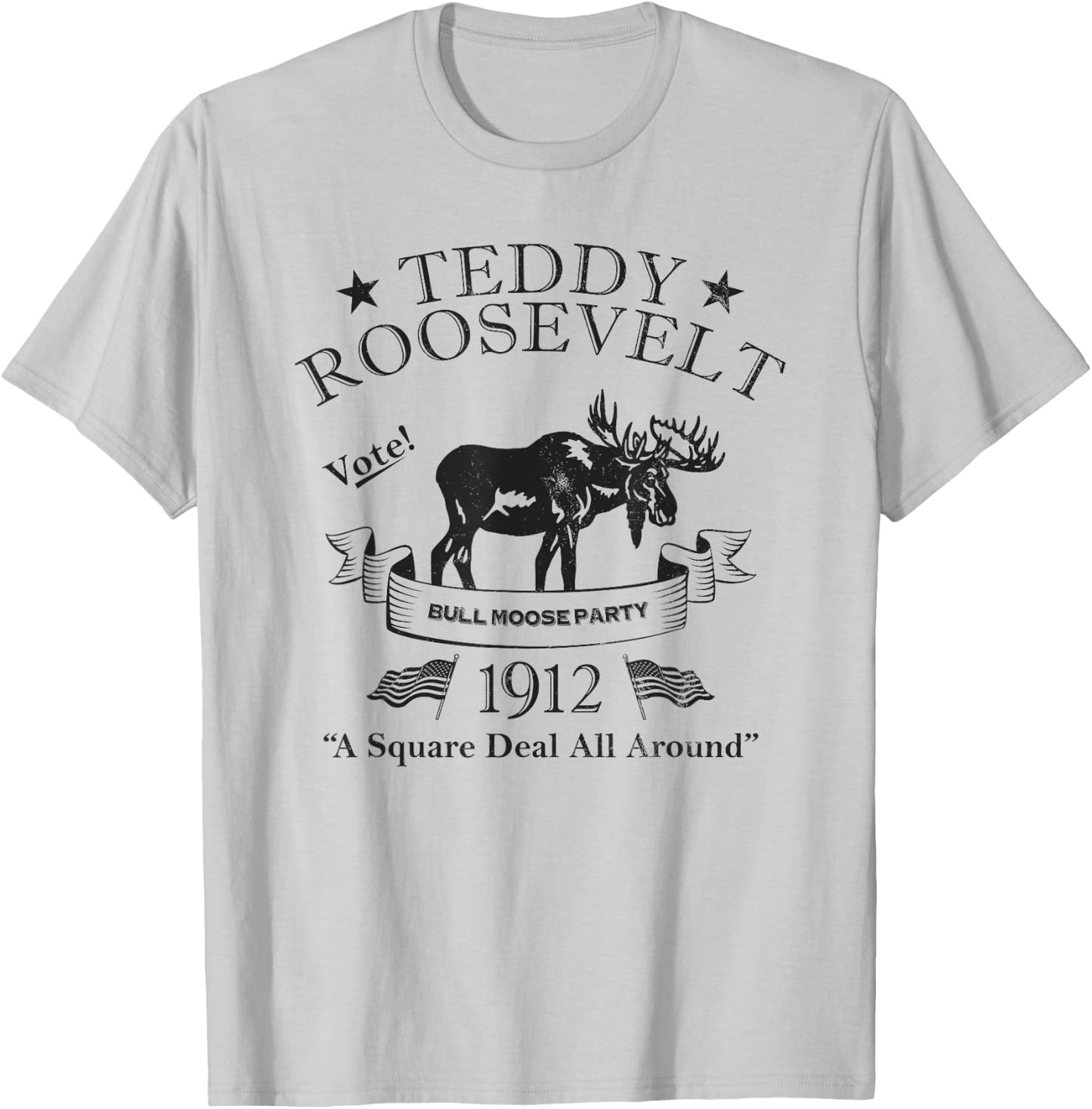 Bull Moose Party Vintage Teddy Roosevelt Campaign Political Small T-Shirt - T-Shirt | Ash