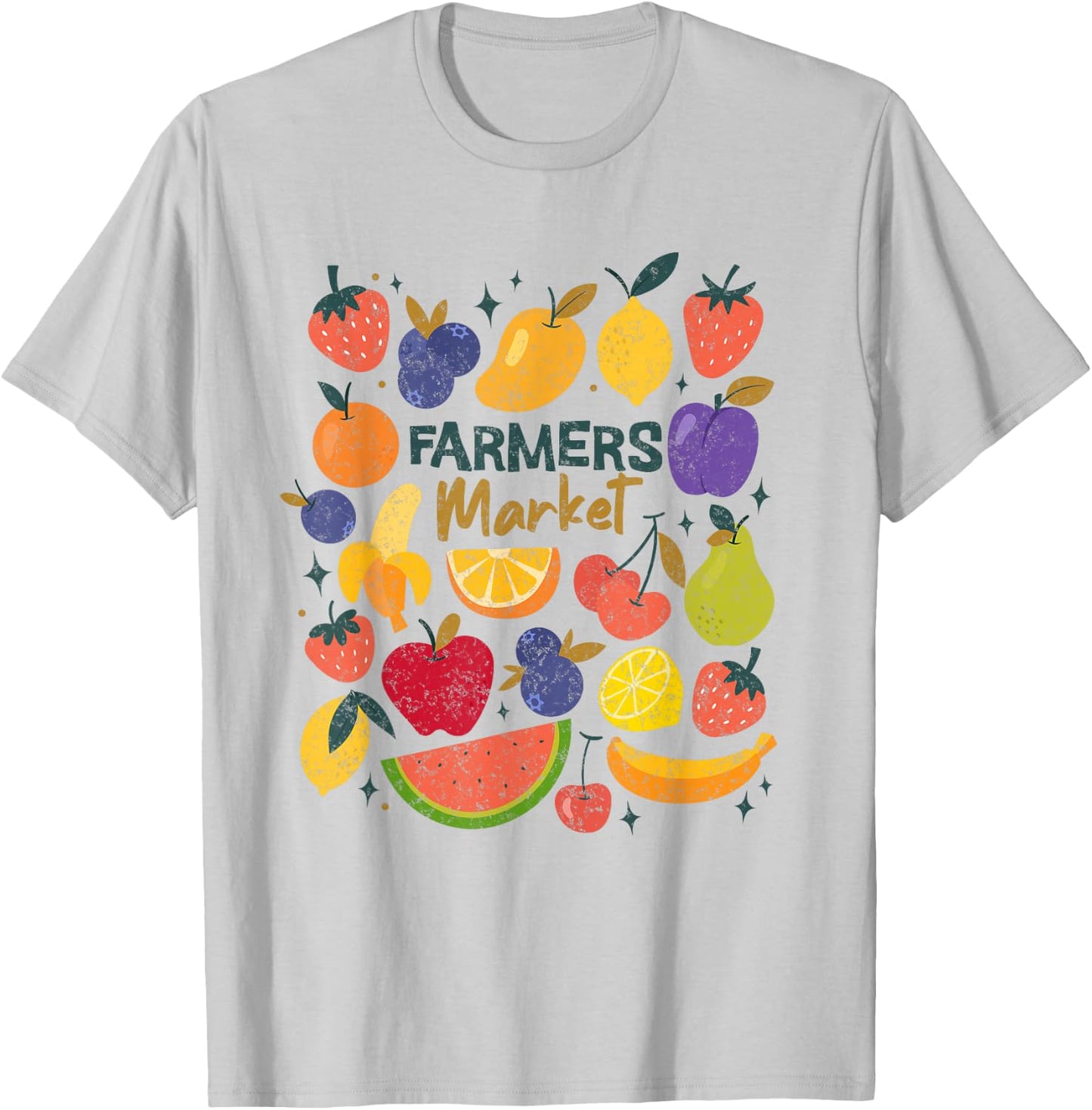 Farmers Market Fruit Lover Strawberry Blueberry Lemon Art T-Shirt - T-Shirt | Ash