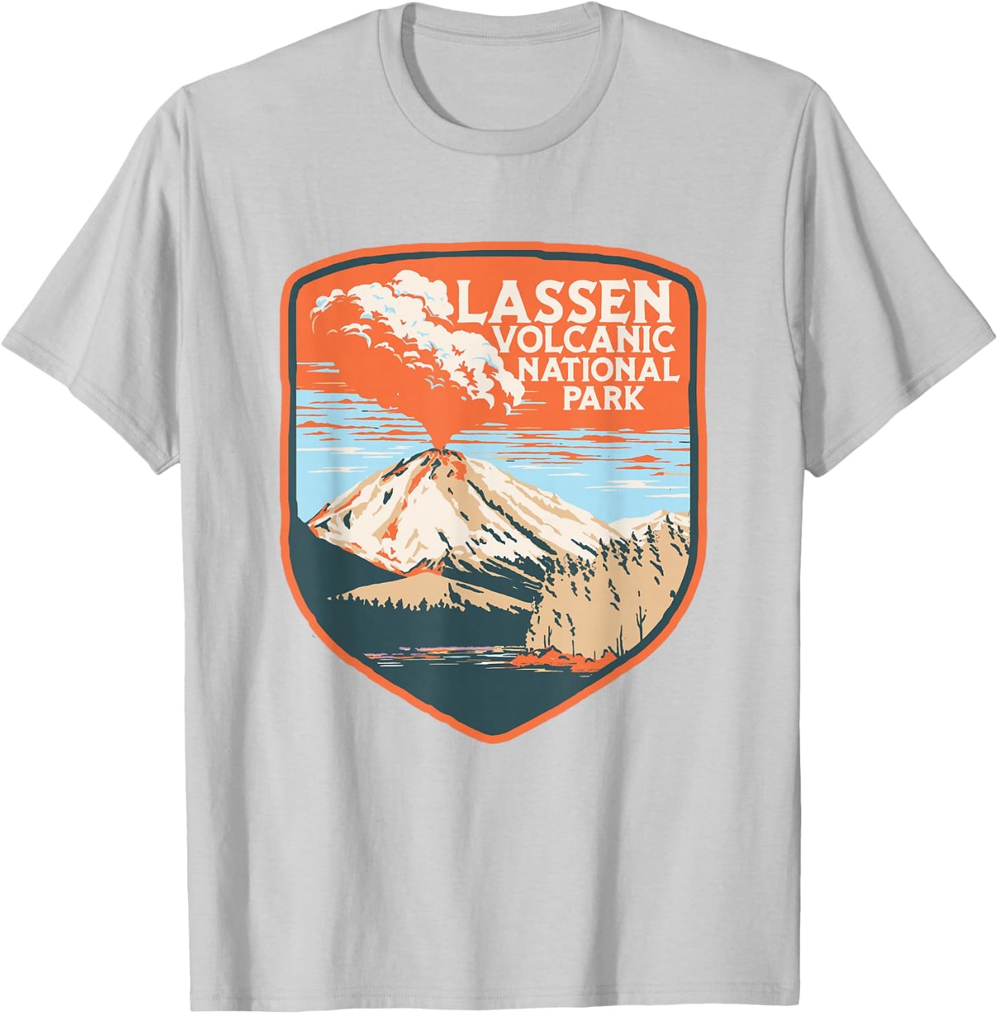 Lassen Volcanic National Park Retro Volcano Graphic T-Shirt - T-Shirt | Ash