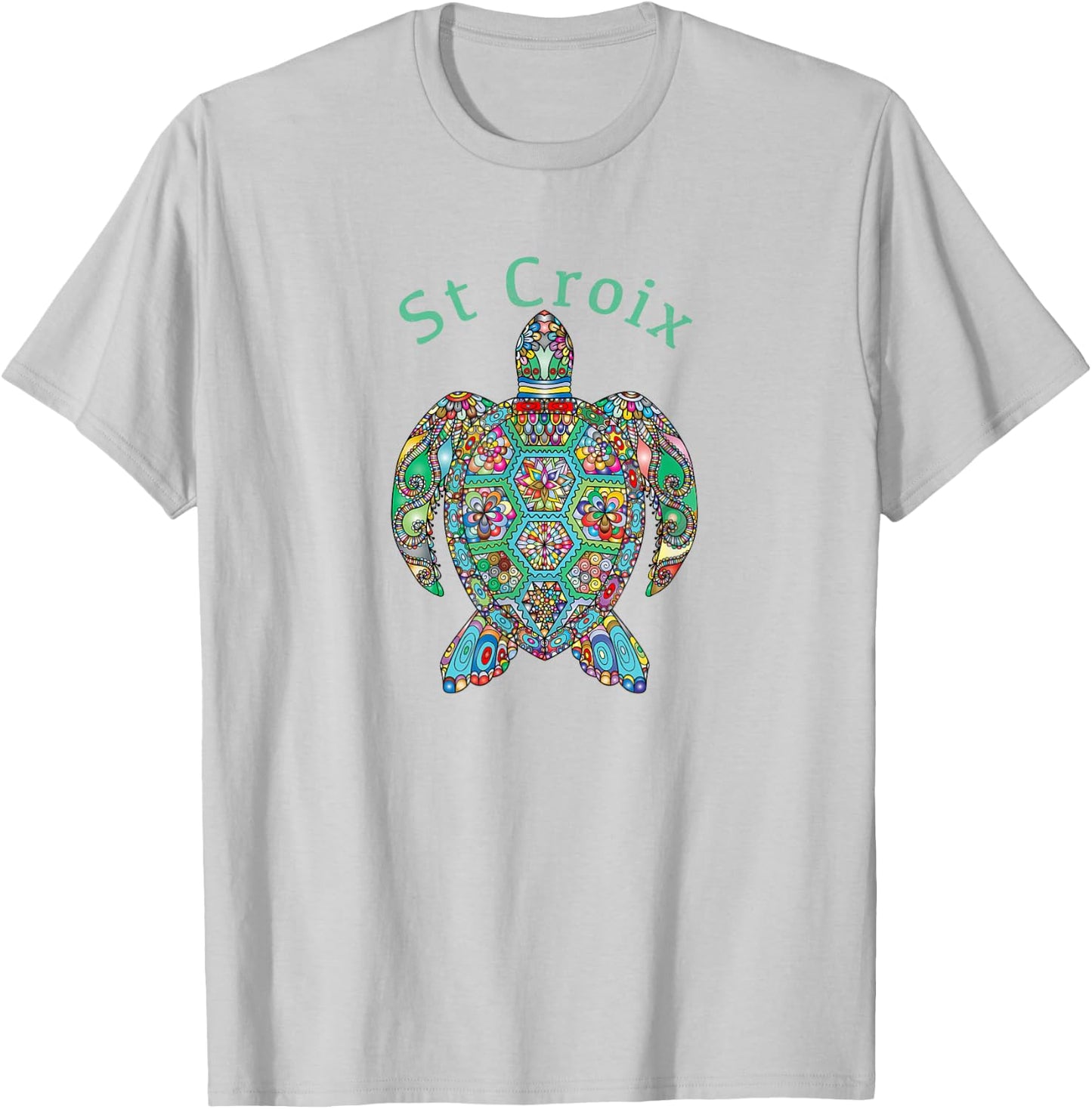 St Croix Tribal Turtle Gift T-Shirt - T-Shirt | Ash