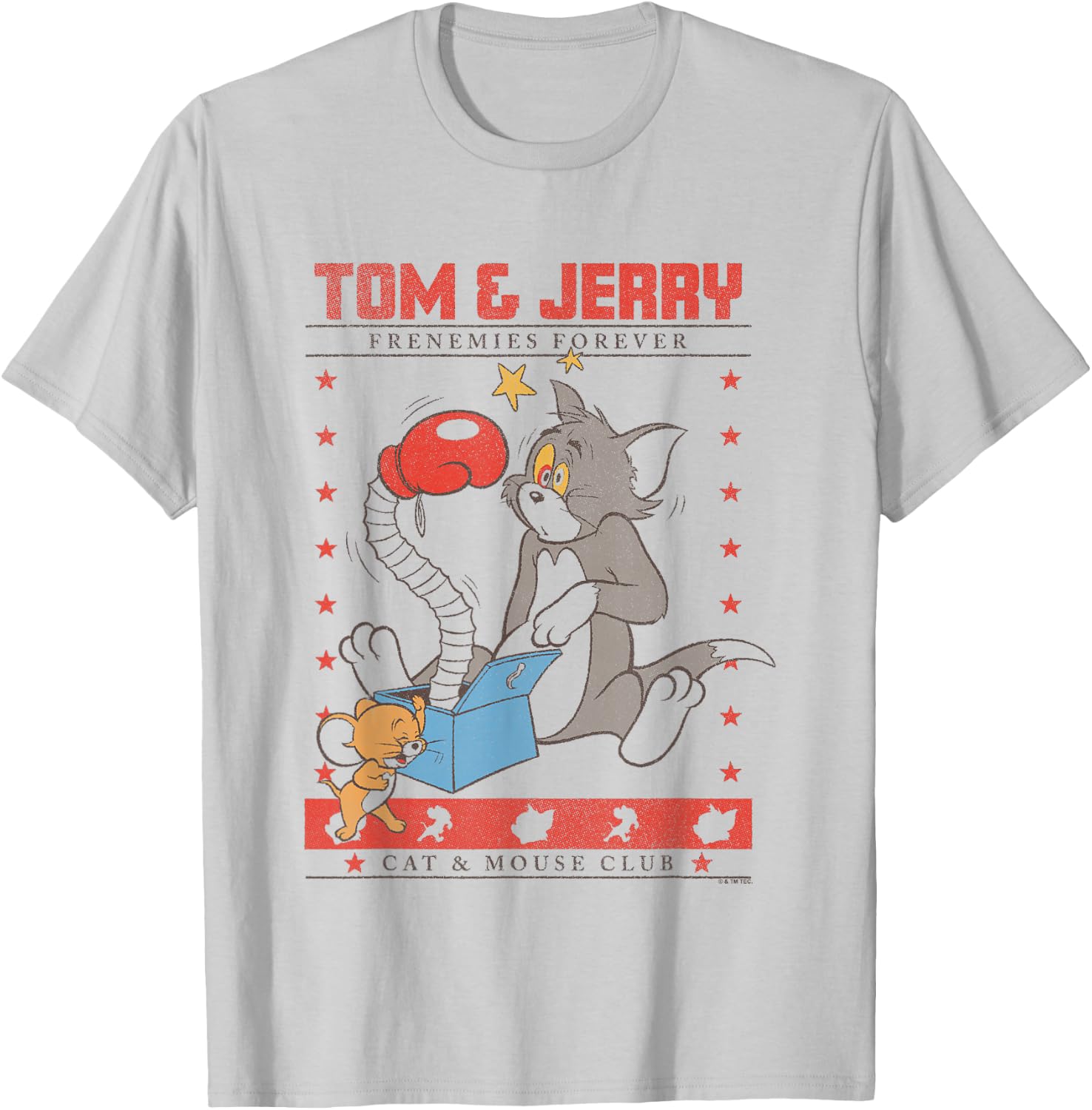 Tom and Jerry Frenemies Forever Cat & Mouse Club T-Shirt - T-Shirt | Ash