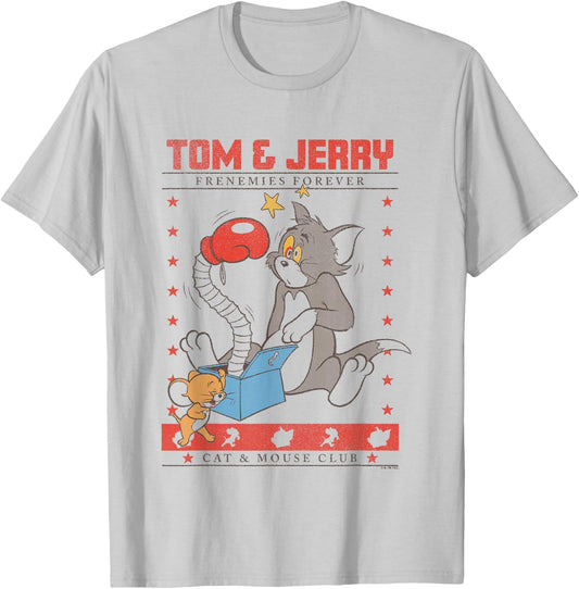 Tom and Jerry Frenemies Forever Cat & Mouse Club T-Shirt - T-Shirt | Ash