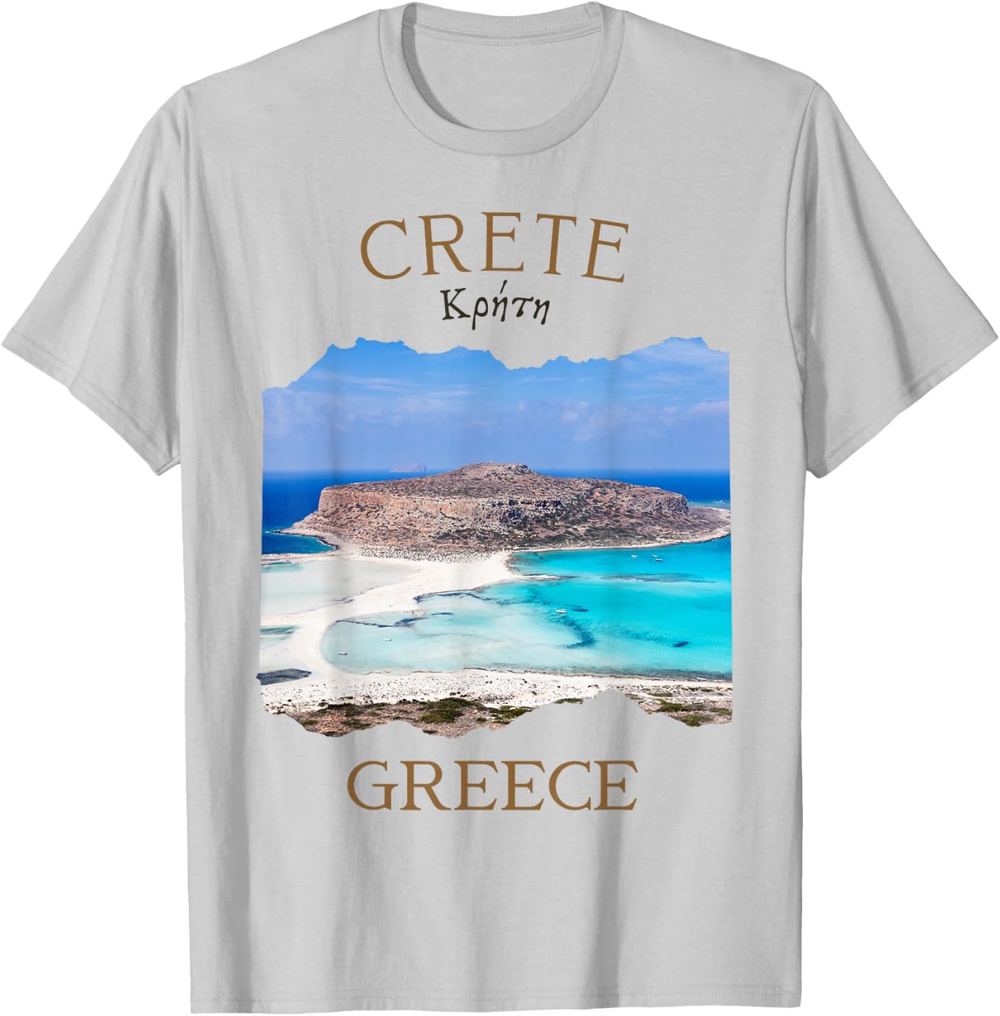 Greek Island Crete Greece featuring Balos Beach in Chania T-Shirt - T-Shirt | Ash