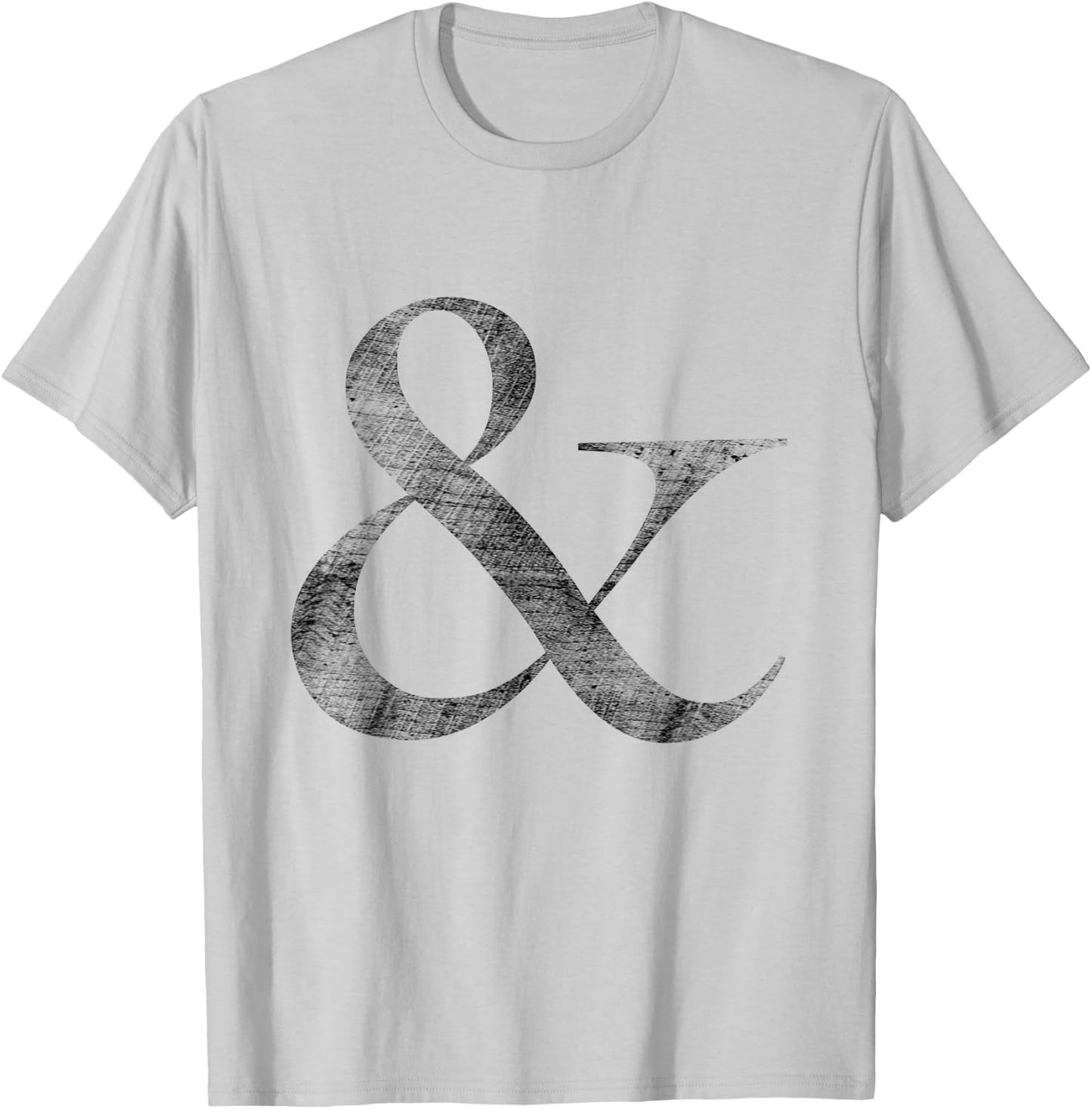 Big Medium Letterpress Style White Ampersand T-Shirt - T-Shirt | Ash