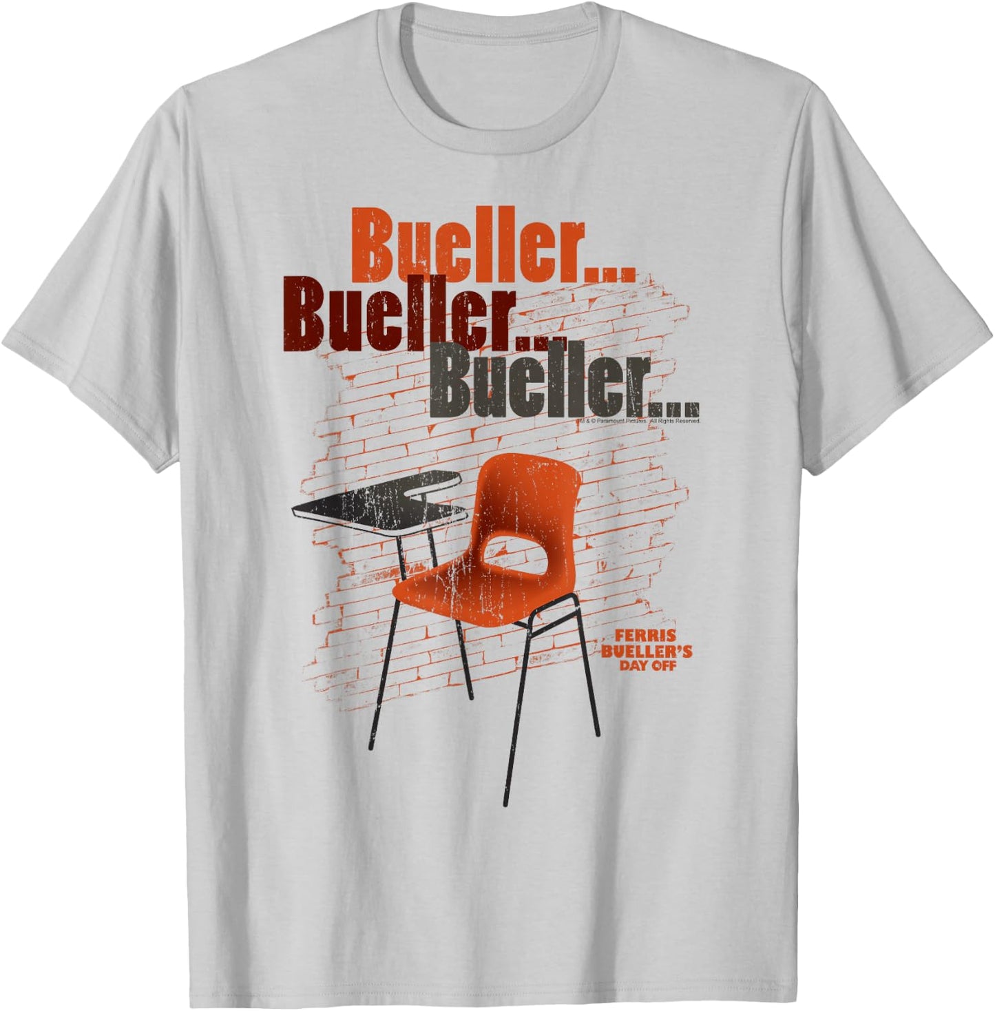 Ferris Bueller's Day Off Empty School Desk T-Shirt - T-Shirt | Ash
