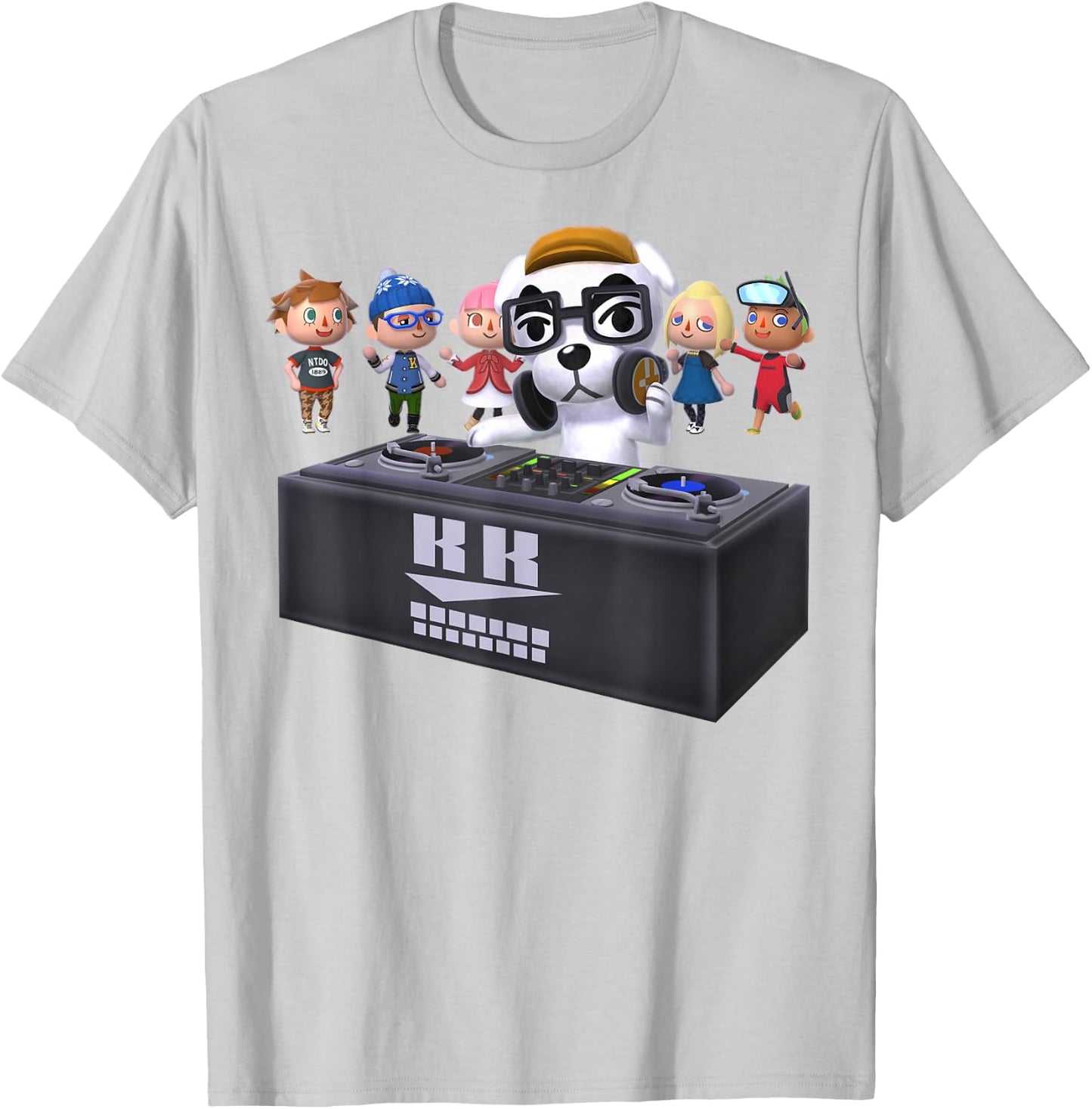 Animal Crossing K.K. Slider DJ Group Shot Graphic T-Shirt - T-Shirt | Ash