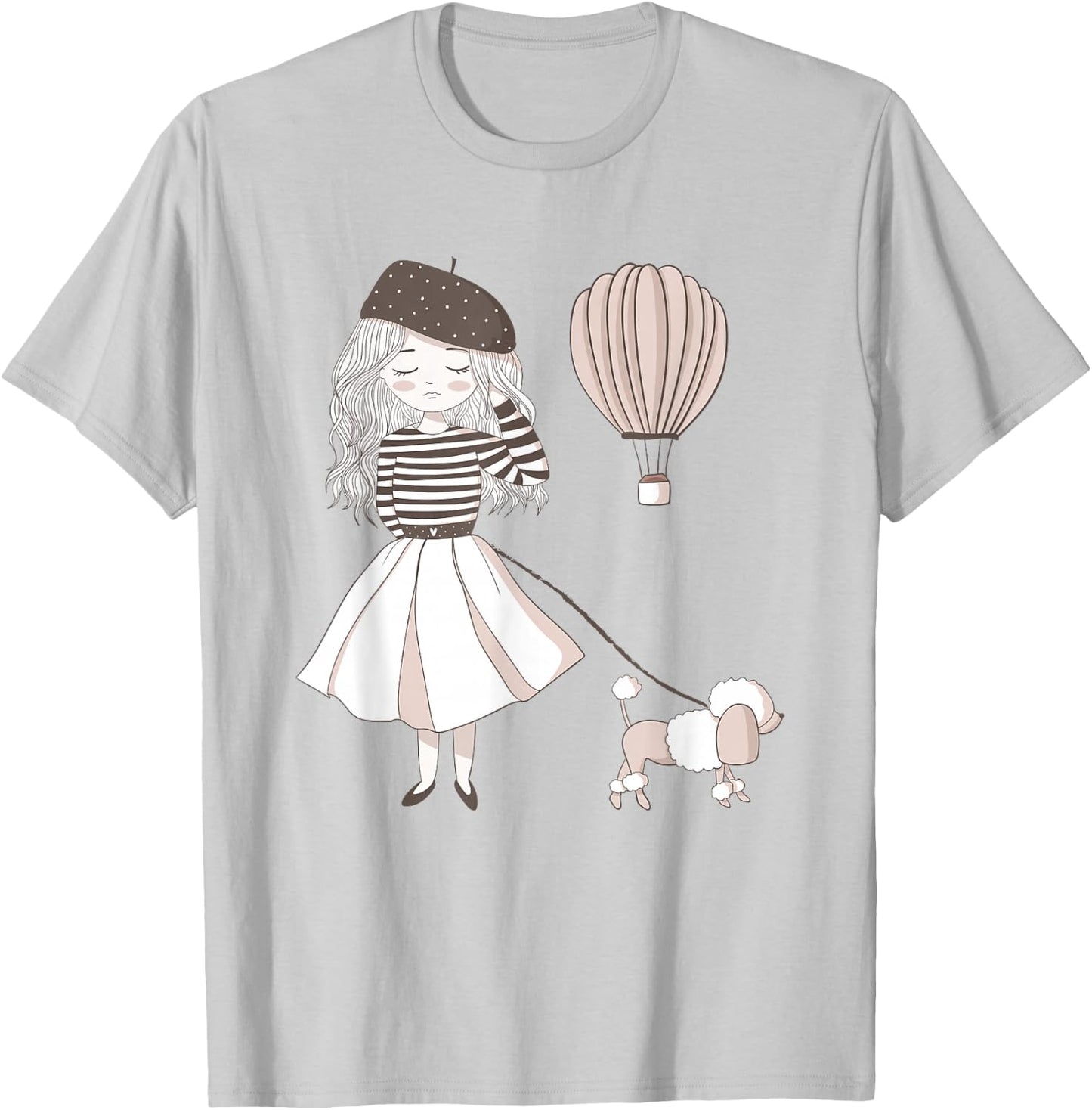Sassy Southern Charm & Grace | Paris France | Cute French Girl & Poodle Gift T-Shirt - T-Shirt | Ash