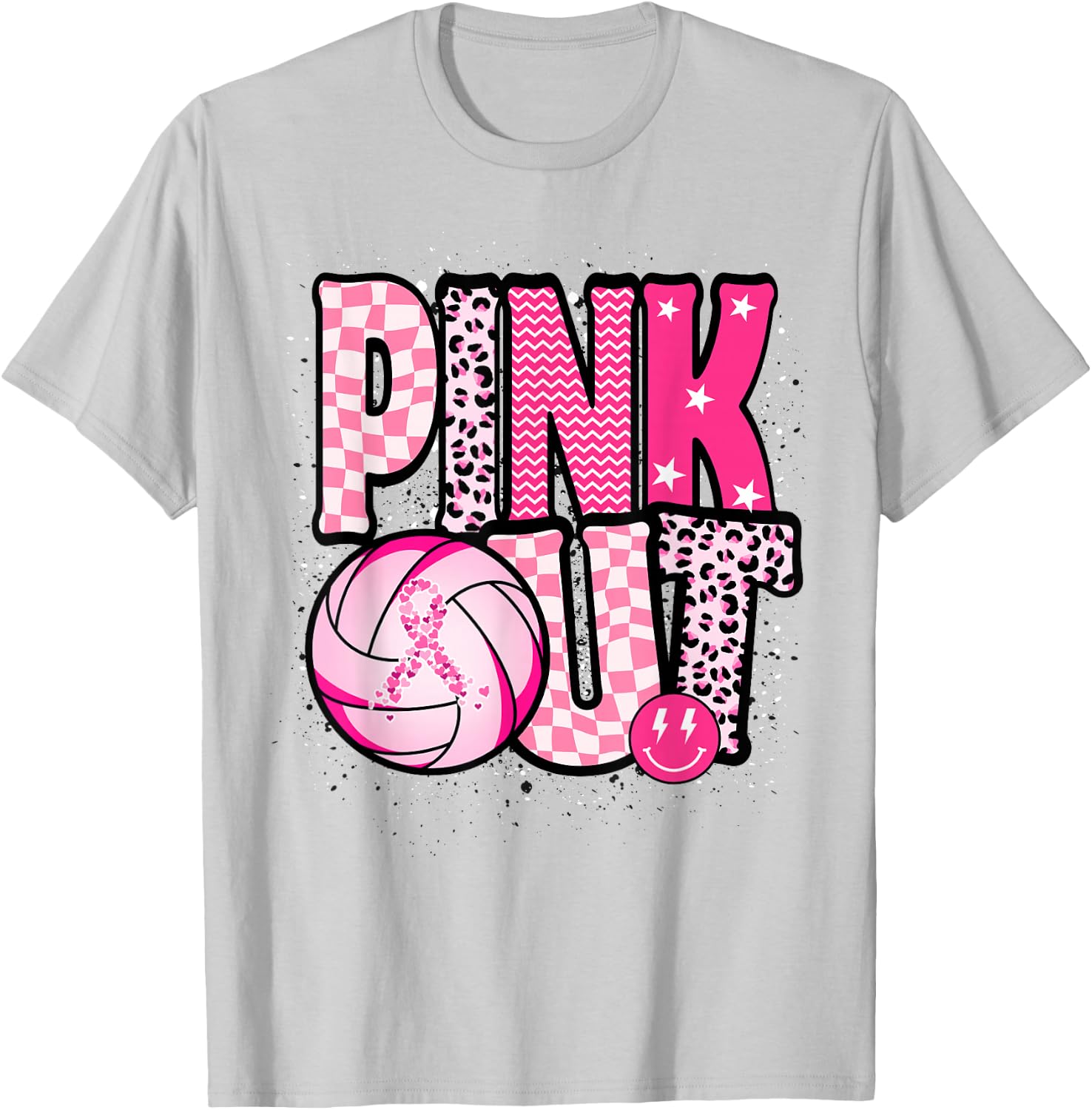 Dig For A Cure Volleyball Pink Out Breast Cancer Awareness T-Shirt - T-Shirt | Ash