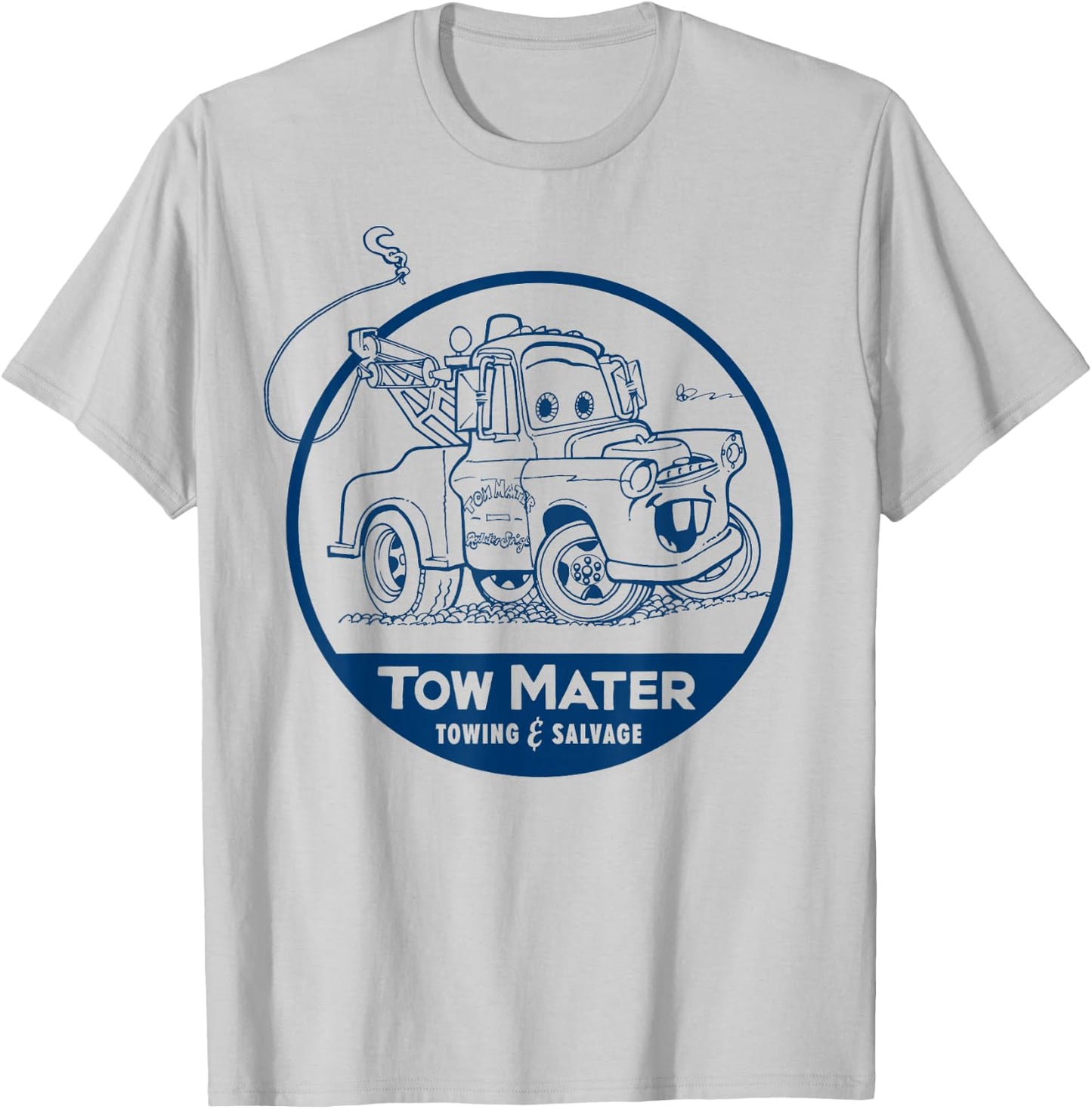 Disney Pixar Cars Tow Mater Salvage Vintage Sketch Badge T-Shirt - T-Shirt | Ash