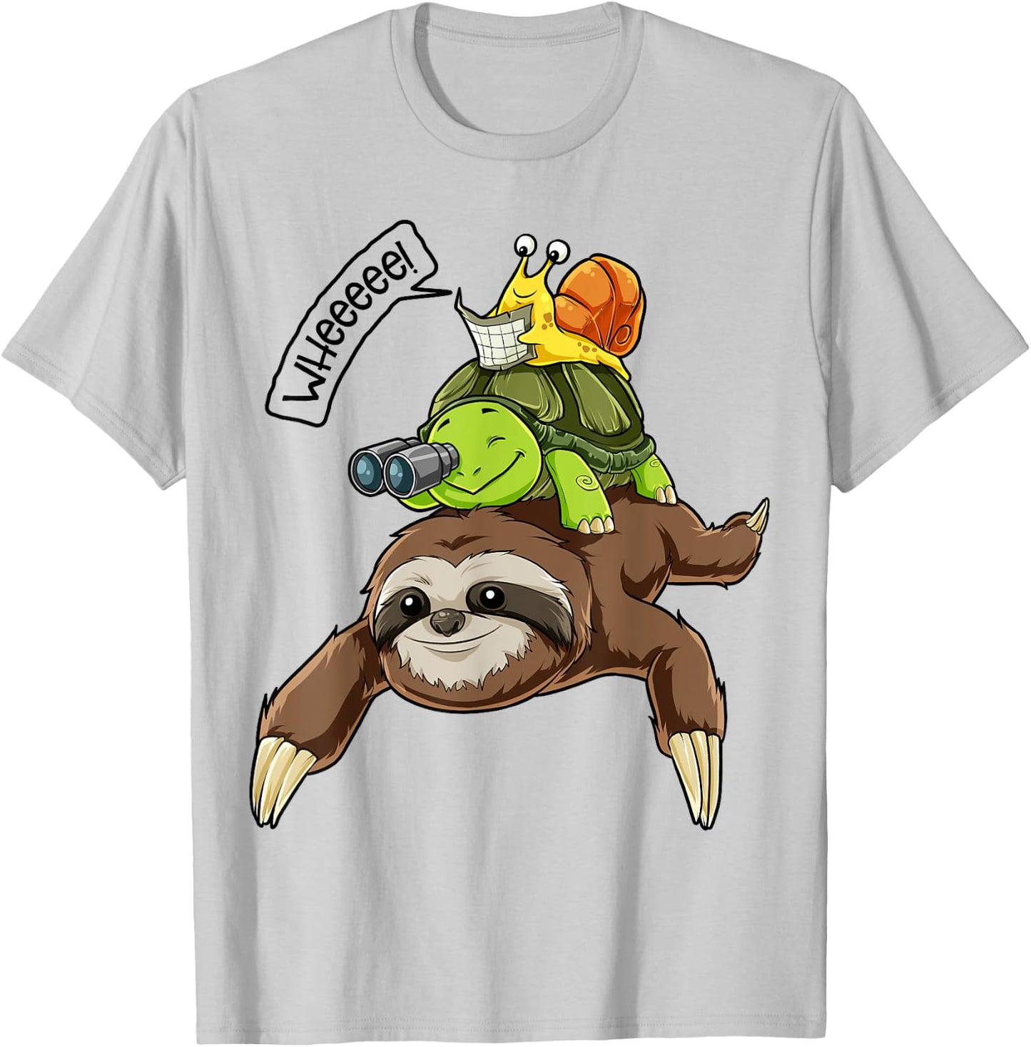 Sloth Turtle Snail T Shirt Piggyback Running Riding Team T-Shirt - T-Shirt | Ash