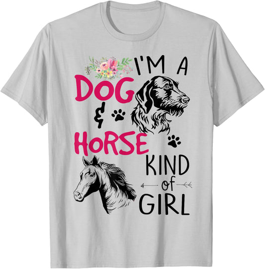 I'm a Dog and Horse Kind of Girl T-Shirt - T-Shirt | Ash