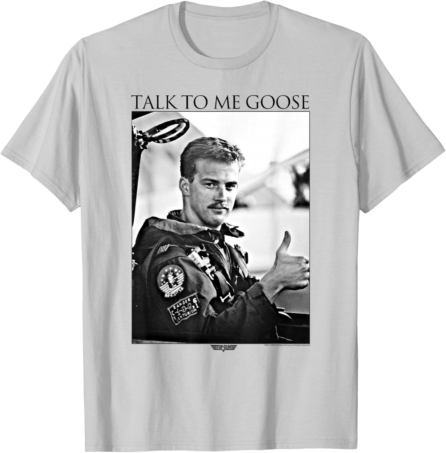 Top Gun Talk to Me Goose Black and White Photo Action Movie T-Shirt - T-Shirt | Ash